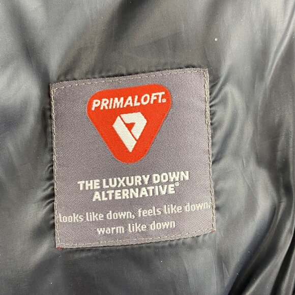 Gap S Primaloft Heather Grey Wool Alt Down Hooded Jacket Coat Zippered Pockets - Picture 6 of 14